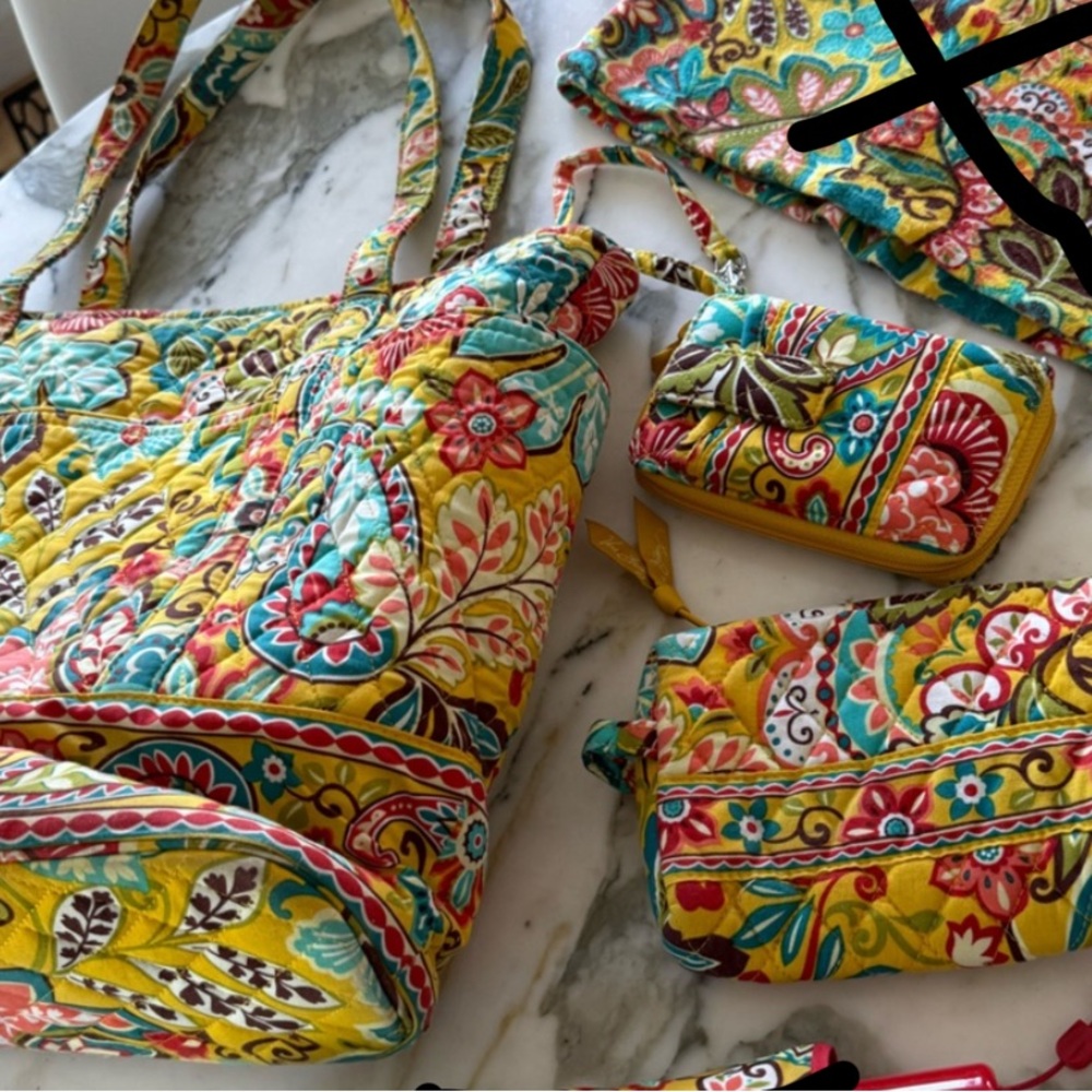 Bundle 3-piece Vera set Yellow PROVENCAL tote and accessories